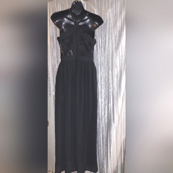 Lace front maxi dress sheer slits to knee sundress New with tags medium - Picture 10 of 16